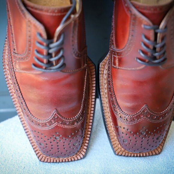 Franceschetti 8-M Burgundy Red Mens Norvegese Oxford Dress Shoes - Picture 6 of 15